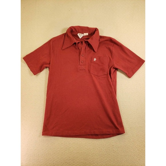 VTG‎ Alfie Shirt Mens Large Red Short Sleeve Logo Collared Polo Casual Classic - Picture 1 of 8